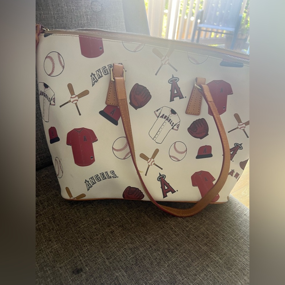 Dooney & Bourke Sports-Themed Tote in White and Brown Los Angeles Angels - Picture 2 of 7